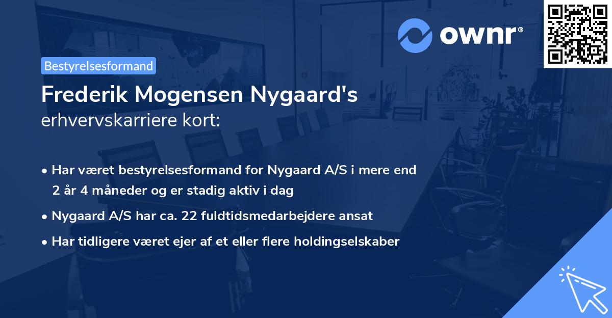 Frederik Mogensen Nygaard's erhvervskarriere kort