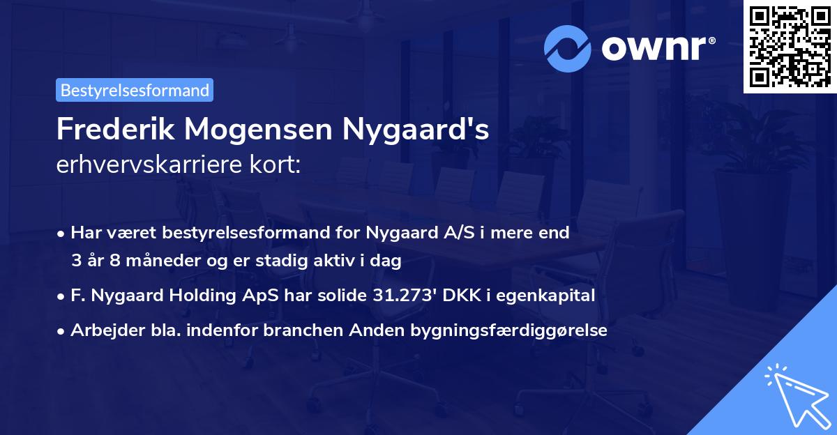 Frederik Mogensen Nygaard's erhvervskarriere kort