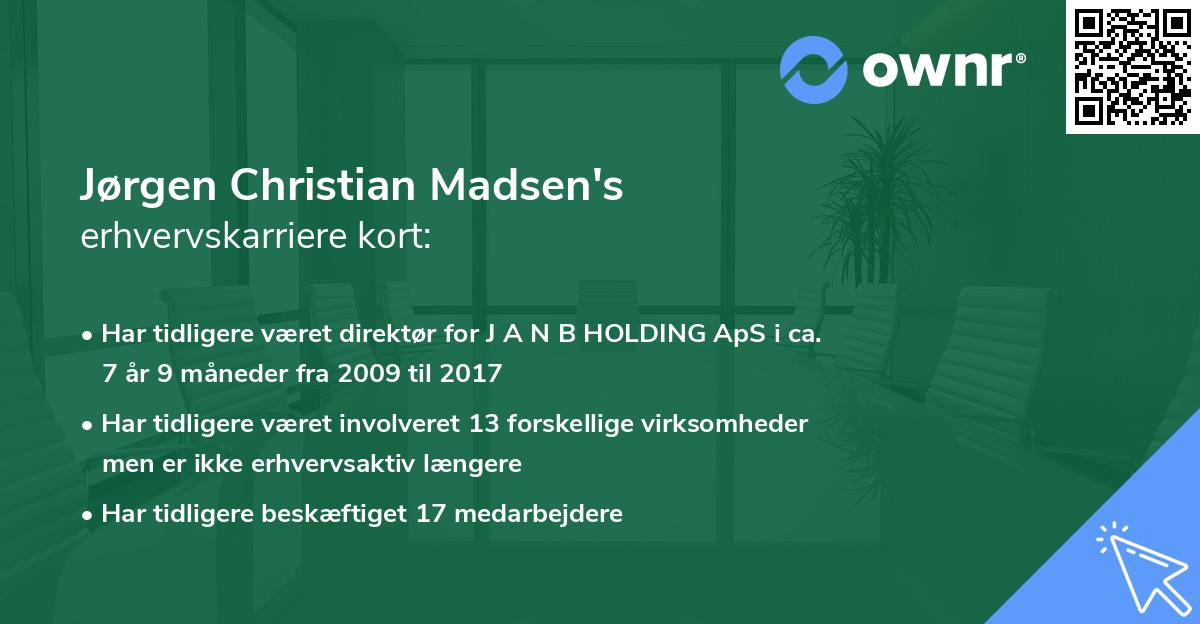Jørgen Christian Madsen's erhvervskarriere kort
