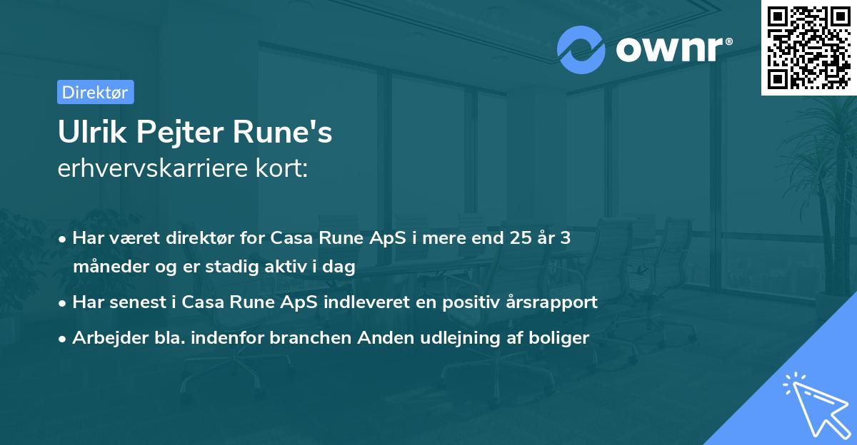 Ulrik Pejter Rune's erhvervskarriere kort