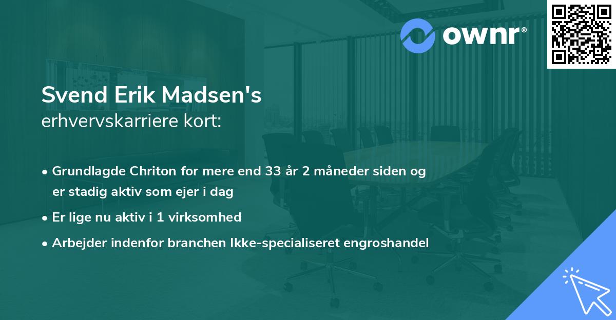 Svend Erik Madsen's erhvervskarriere kort