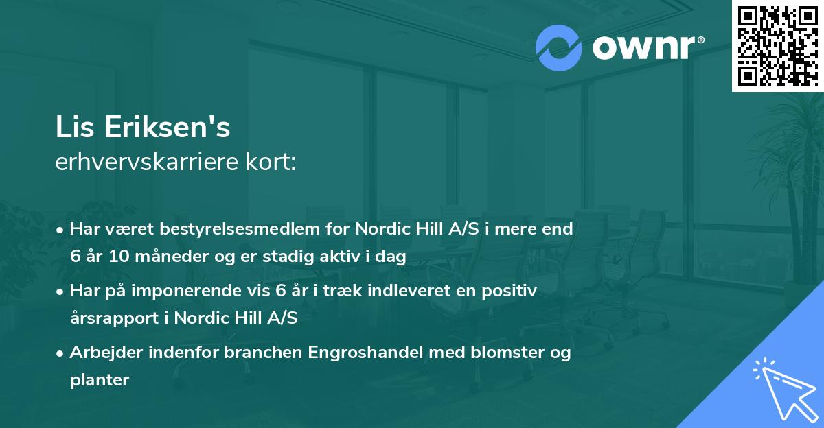 Lis Eriksen's erhvervskarriere kort