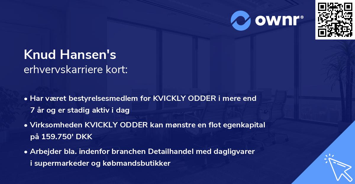 Knud Hansen's erhvervskarriere kort