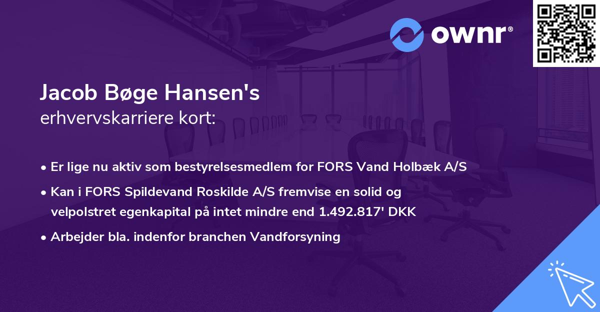 Jacob Bøge Hansen's erhvervskarriere kort