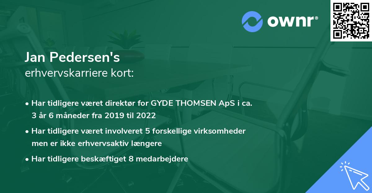 Jan Pedersen's erhvervskarriere kort