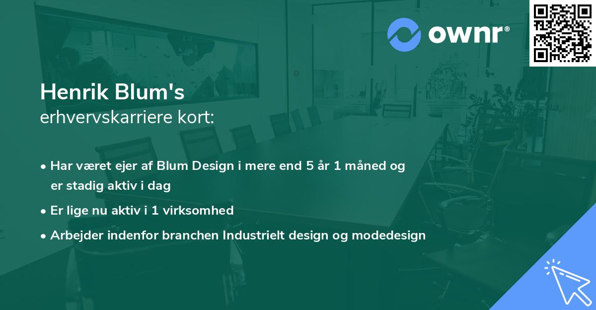 Henrik Blum's erhvervskarriere kort