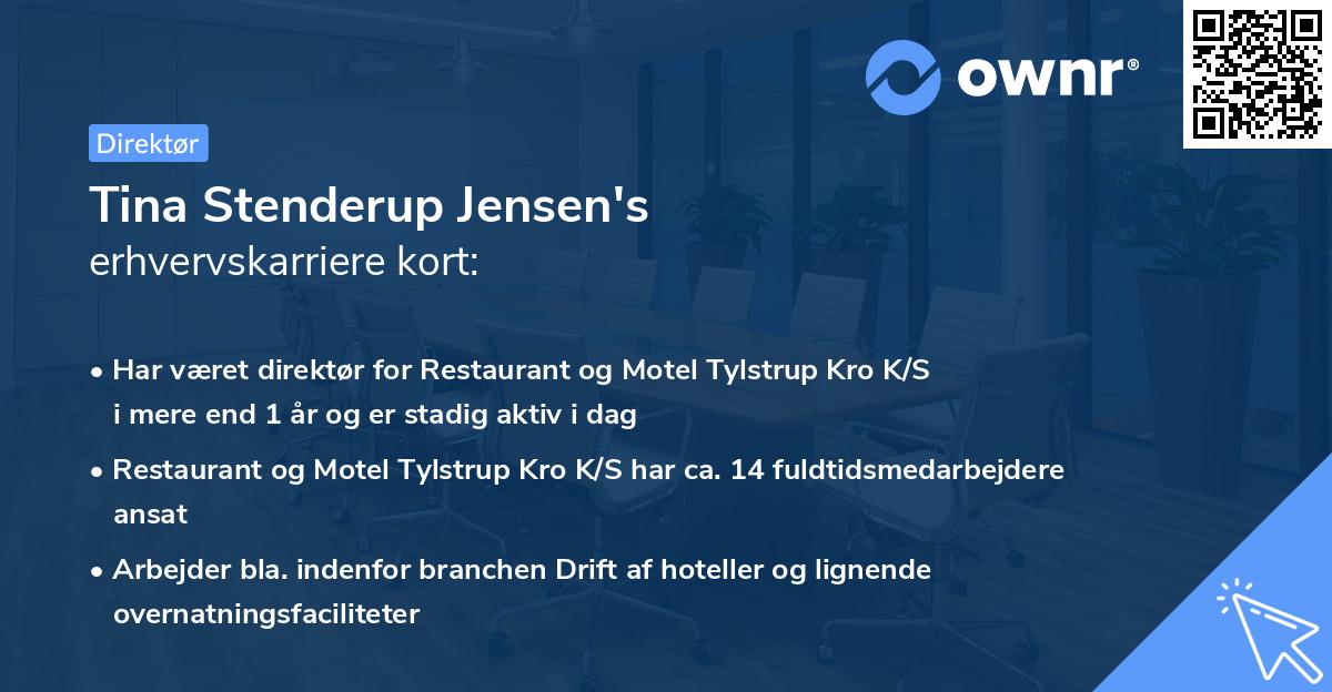 Tina Stenderup Jensen's erhvervskarriere kort