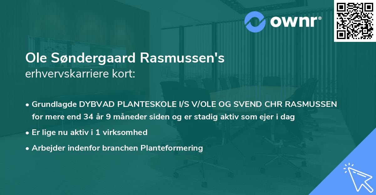 Ole Søndergaard Rasmussen's erhvervskarriere kort