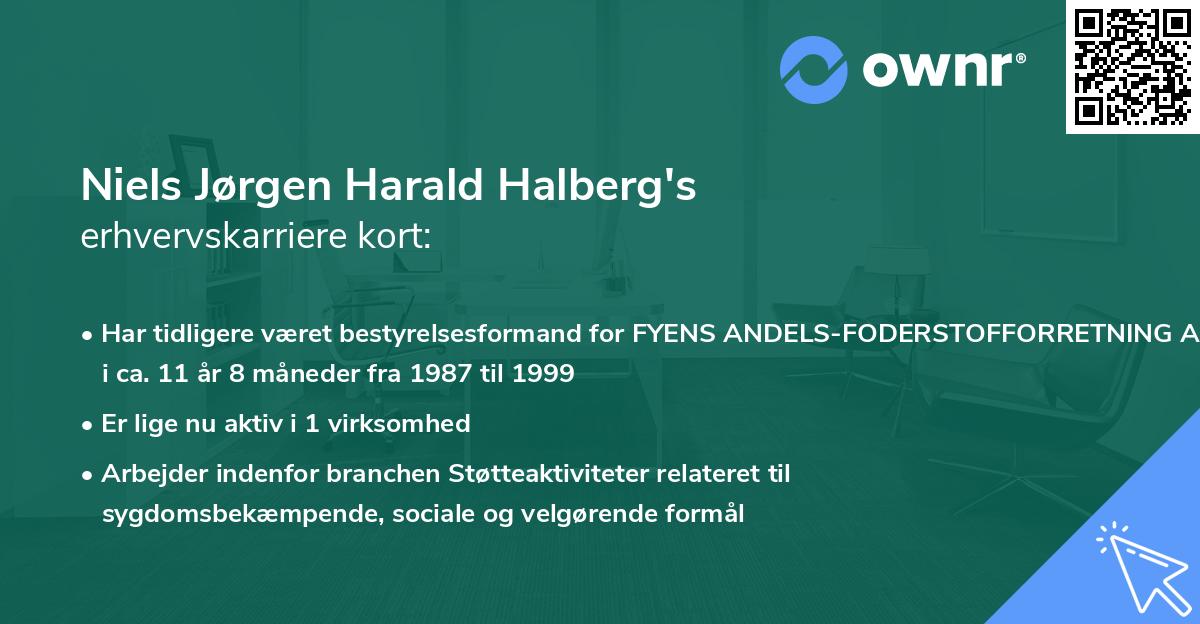 Niels Jørgen Harald Halberg's erhvervskarriere kort