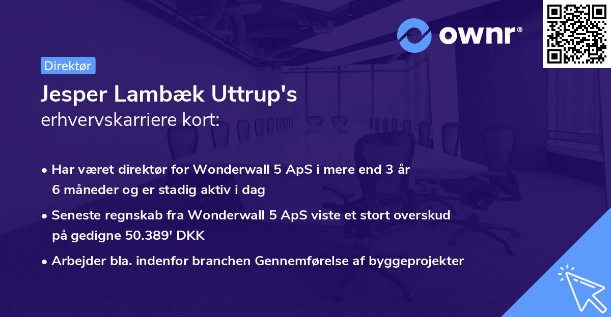 Jesper Lambæk Uttrup's erhvervskarriere kort