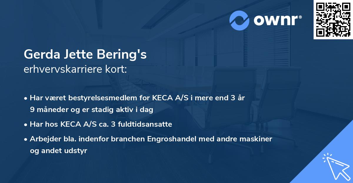 Gerda Jette Bering's erhvervskarriere kort