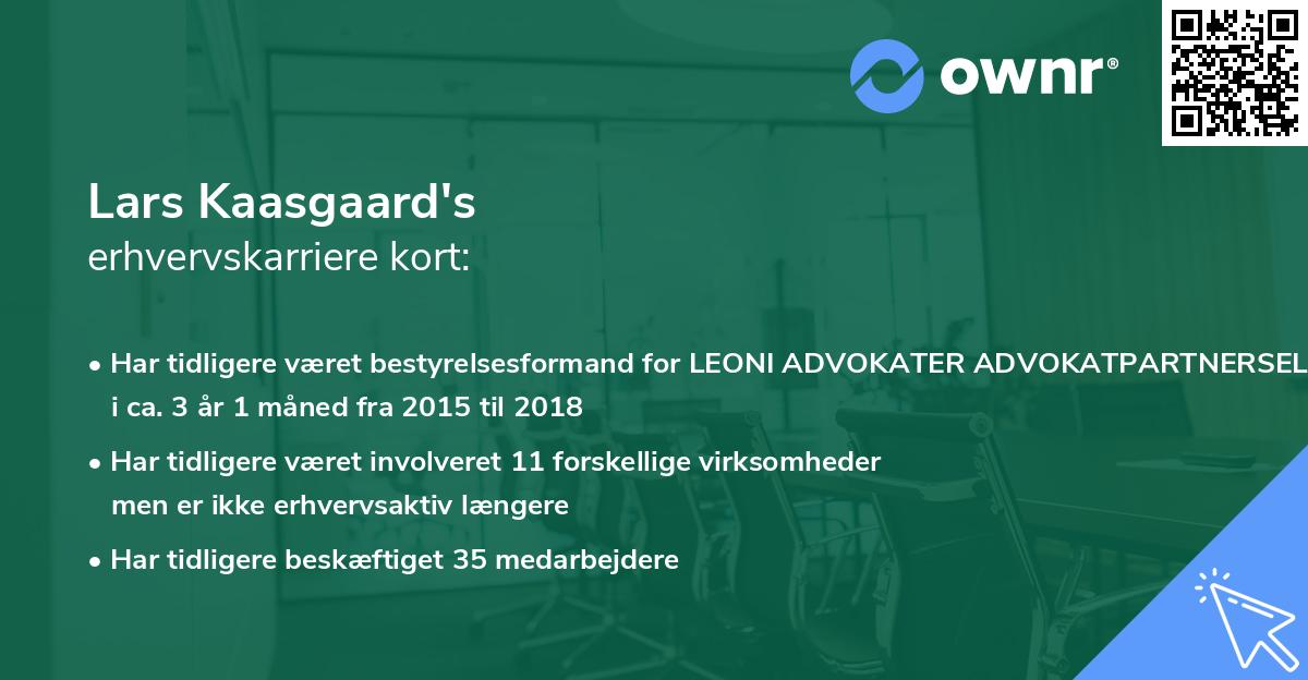 Lars Kaasgaard's erhvervskarriere kort