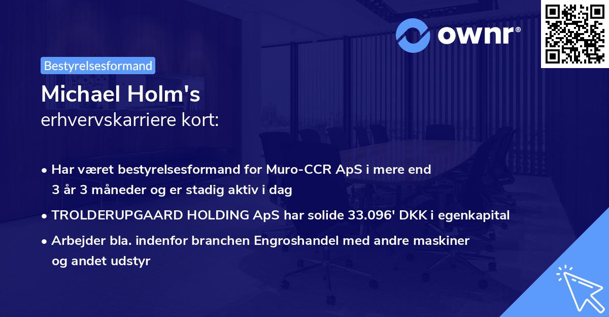 Michael Holm's erhvervskarriere kort