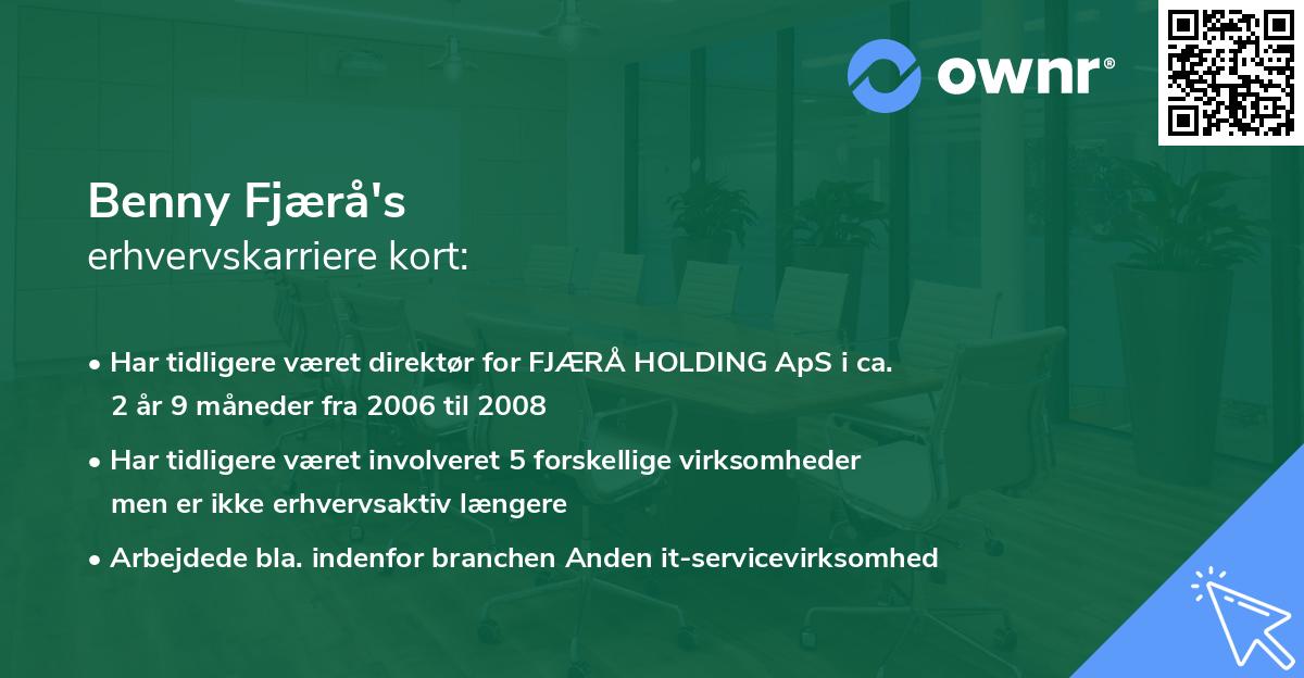 Benny Fjærå's erhvervskarriere kort