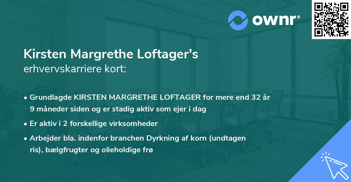 Kirsten Margrethe Loftager's erhvervskarriere kort