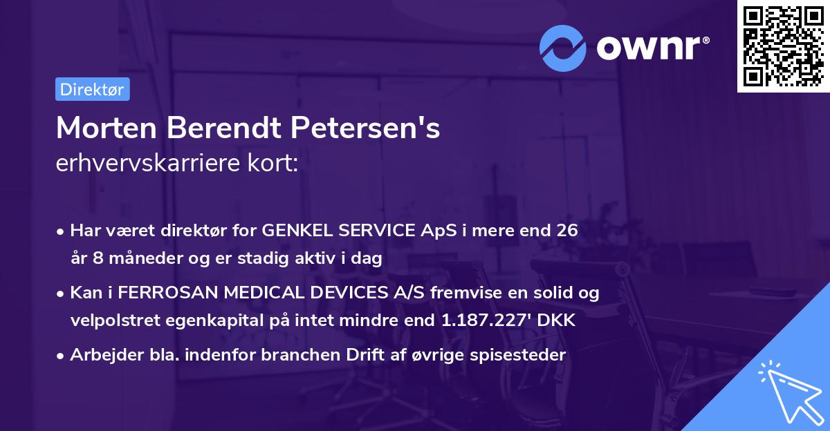 Morten Berendt Petersen's erhvervskarriere kort