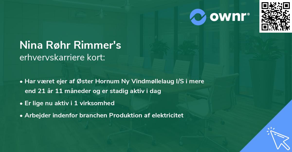 Nina Røhr Rimmer's erhvervskarriere kort