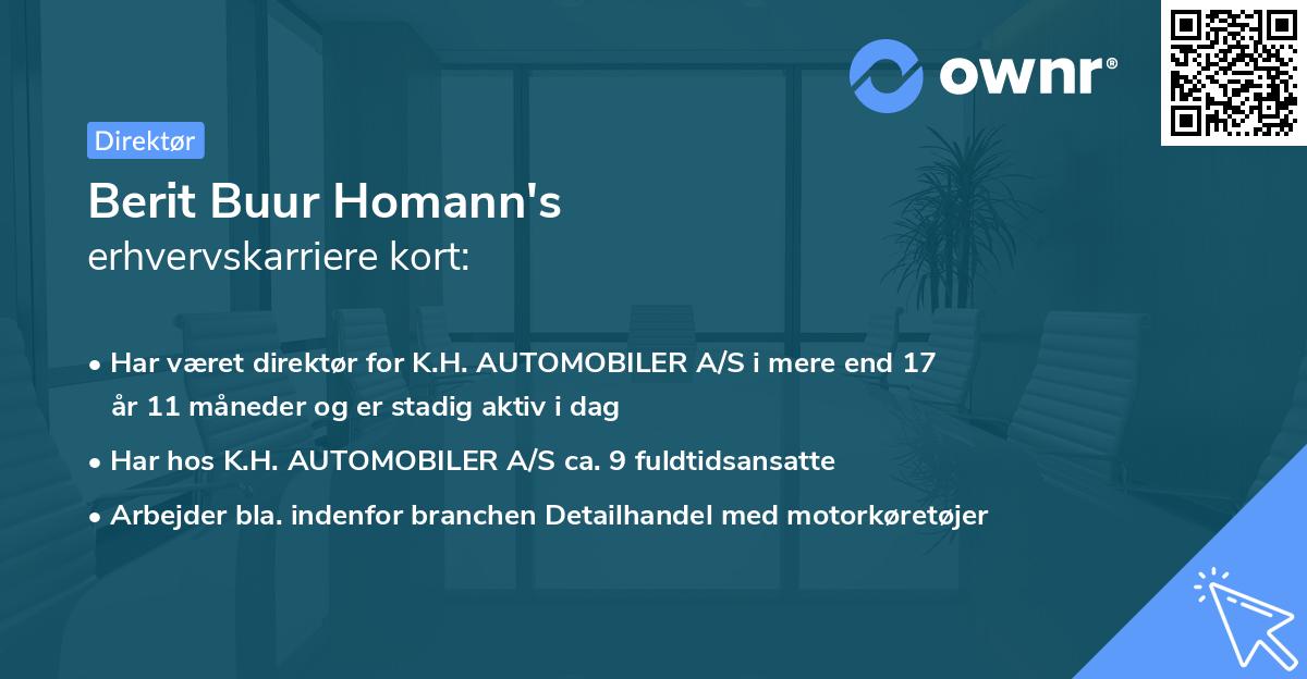 Berit Buur Homann's erhvervskarriere kort