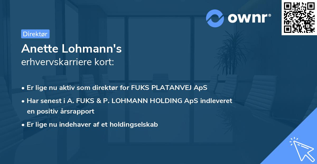 Anette Lohmann's erhvervskarriere kort