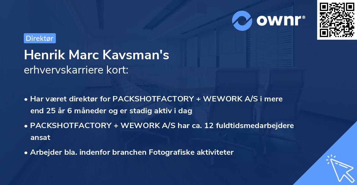 Henrik Marc Kavsman's erhvervskarriere kort