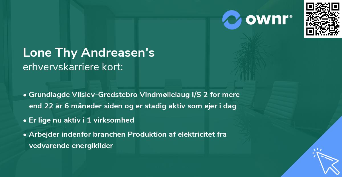 Lone Thy Andreasen's erhvervskarriere kort