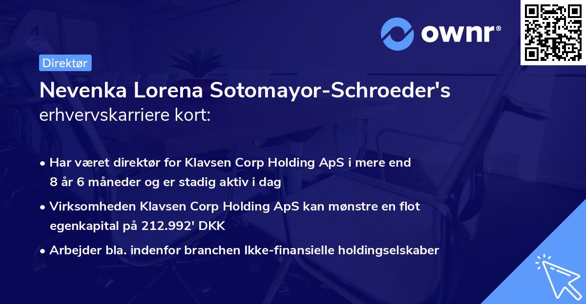 Nevenka Lorena Sotomayor-Schroeder's erhvervskarriere kort