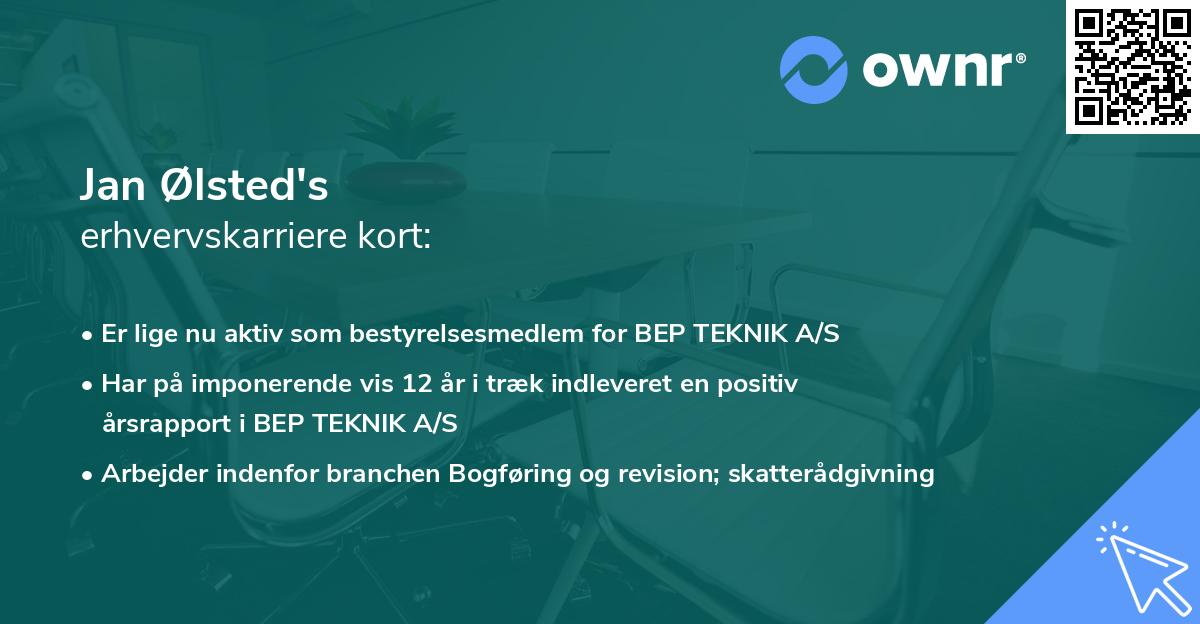 Jan Ølsted's erhvervskarriere kort