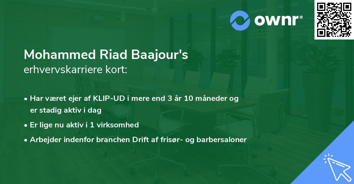 Mohammed Riad Baajour's erhvervskarriere kort