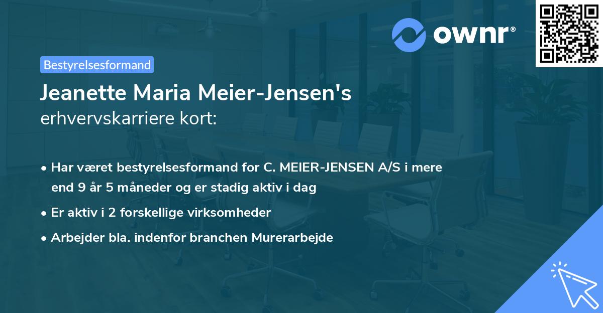 Jeanette Maria Meier-Jensen's erhvervskarriere kort