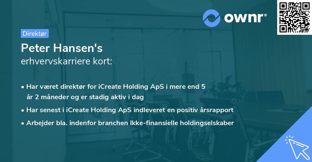 Peter Hansen's erhvervskarriere kort