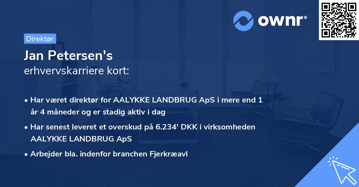 Jan Petersen's erhvervskarriere kort