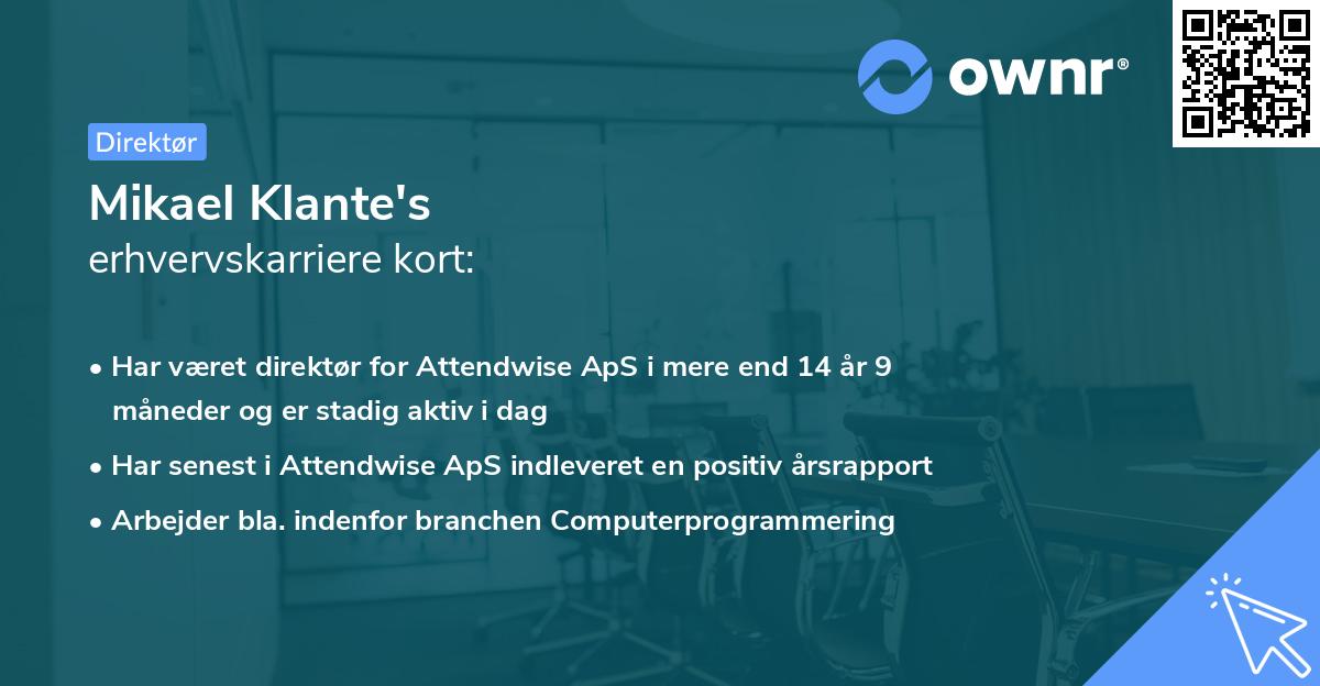 Mikael Klante's erhvervskarriere kort