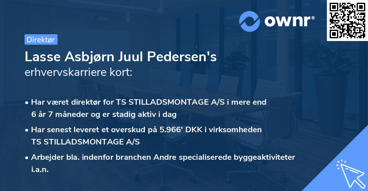 Lasse Asbjørn Juul Pedersen's erhvervskarriere kort