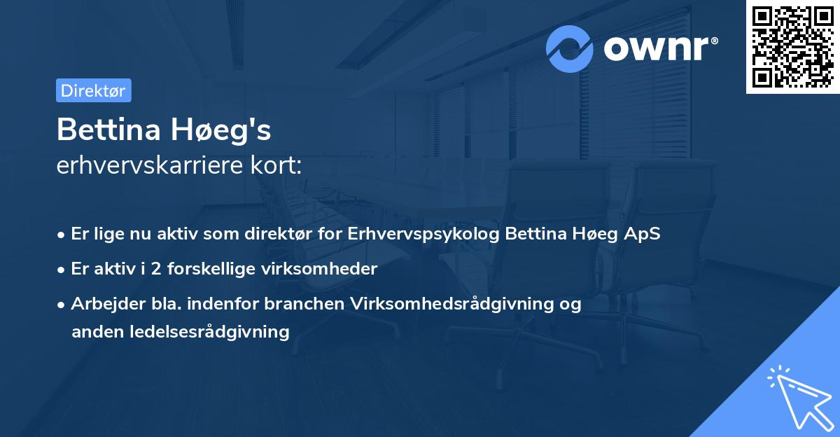 Bettina Høeg's erhvervskarriere kort