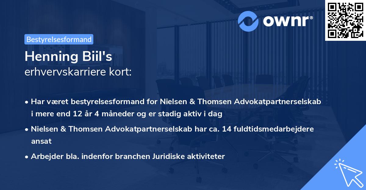 Henning Biil's erhvervskarriere kort