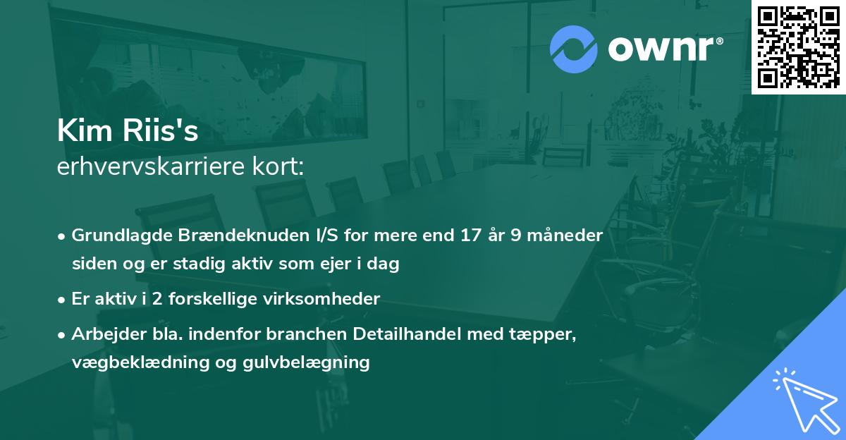 Kim Riis's erhvervskarriere kort