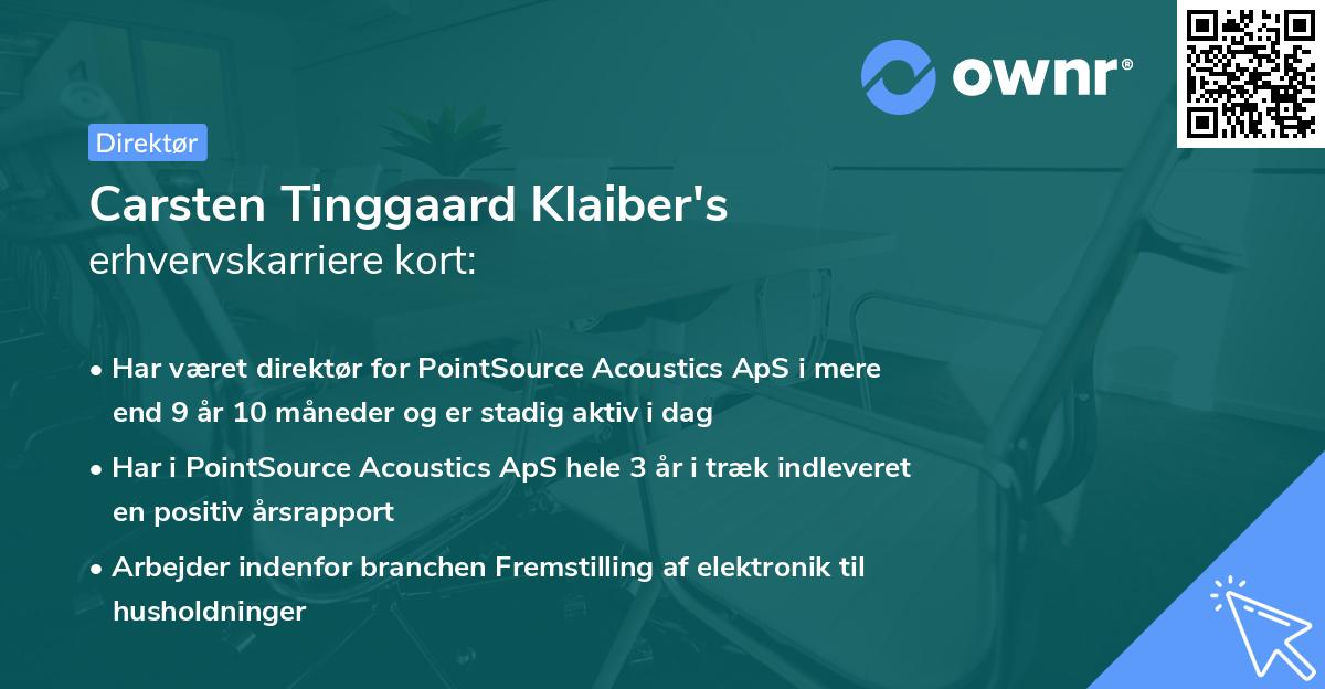 Carsten Tinggaard Klaiber's erhvervskarriere kort