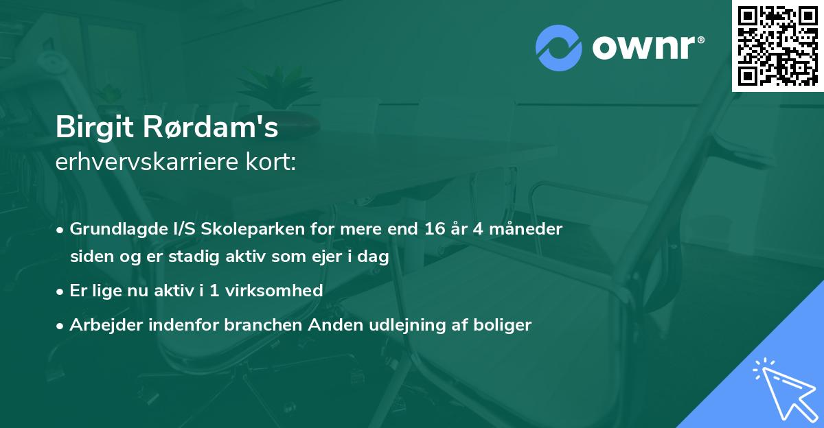 Birgit Rørdam's erhvervskarriere kort