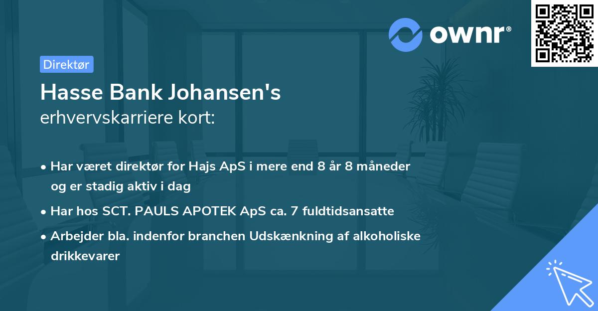 Hasse Bank Johansen's erhvervskarriere kort