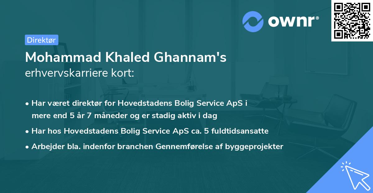 Mohammad Khaled Ghannam's erhvervskarriere kort