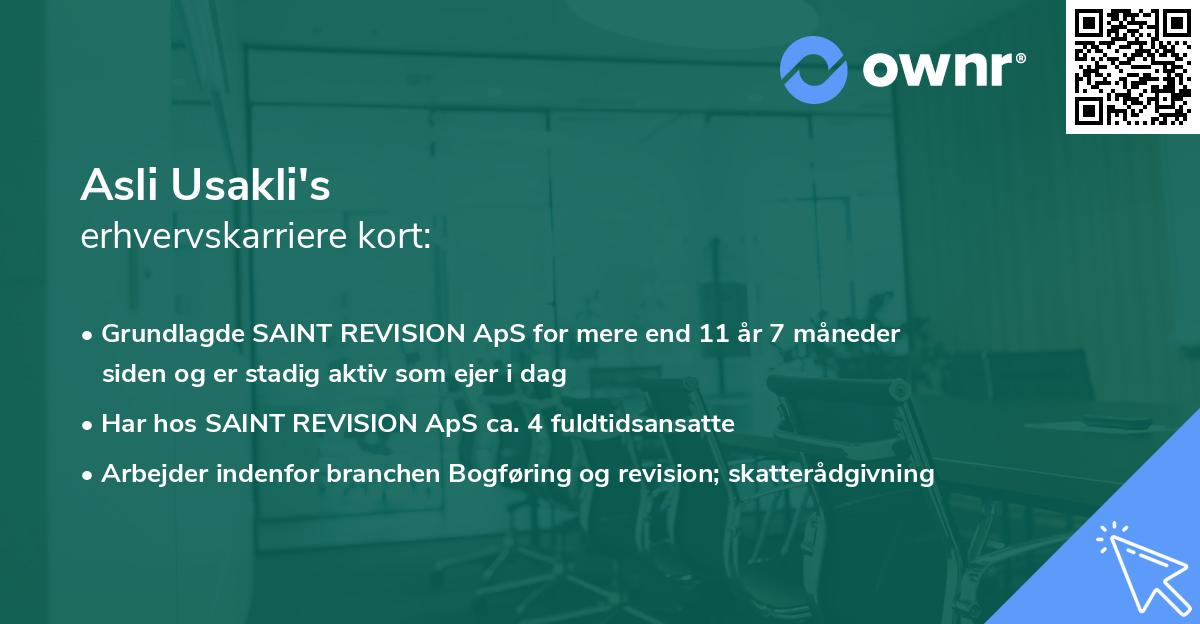 Asli Usakli's erhvervskarriere kort