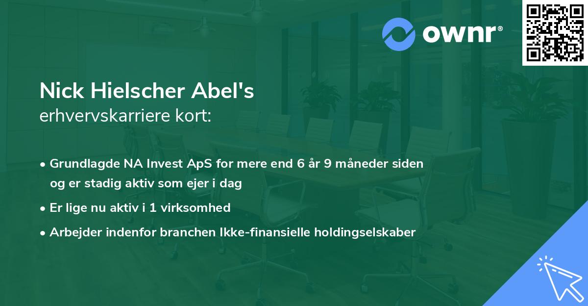 Nick Hielscher Abel's erhvervskarriere kort