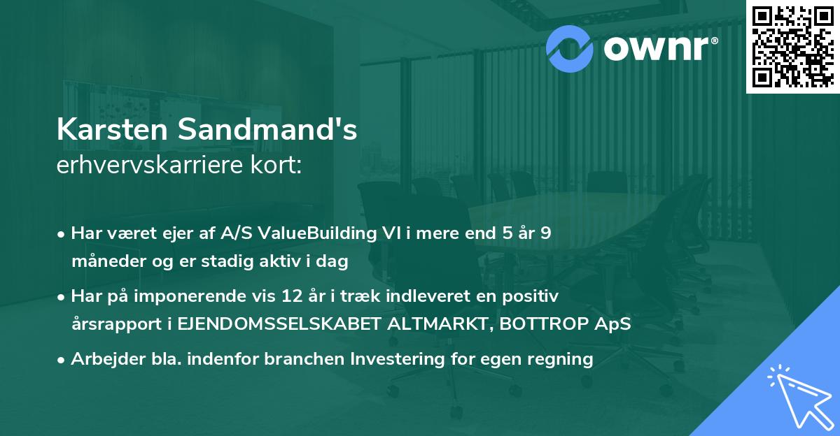 Karsten Sandmand's erhvervskarriere kort
