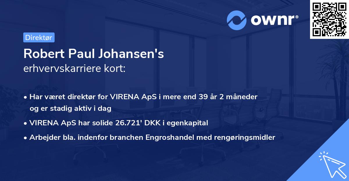 Robert Paul Johansen's erhvervskarriere kort
