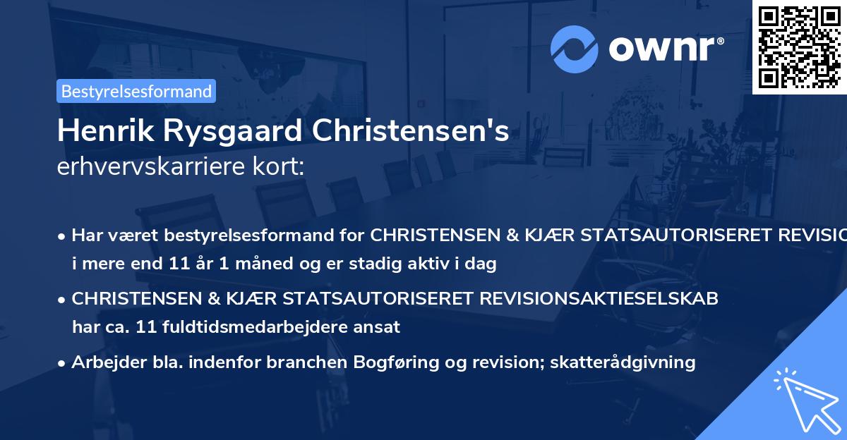 Henrik Rysgaard Christensen's erhvervskarriere kort