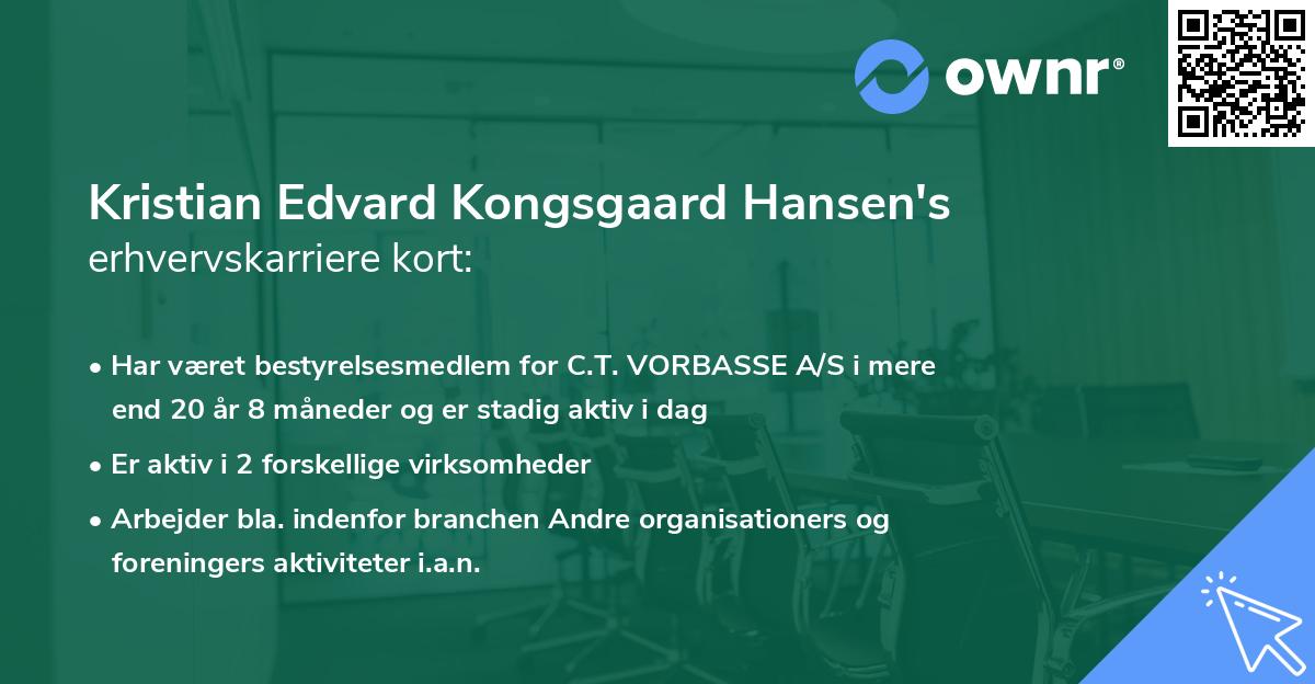 Kristian Edvard Kongsgaard Hansen's erhvervskarriere kort