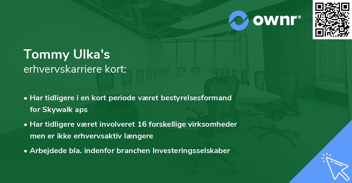 Tommy Ulka's erhvervskarriere kort
