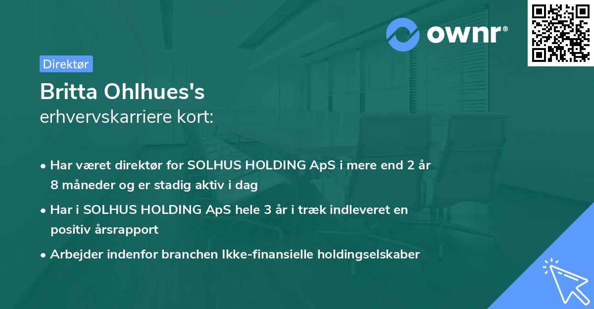 Britta Ohlhues's erhvervskarriere kort