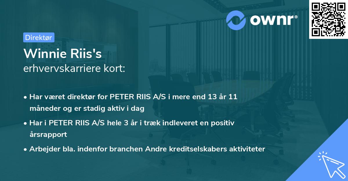 Winnie Riis's erhvervskarriere kort