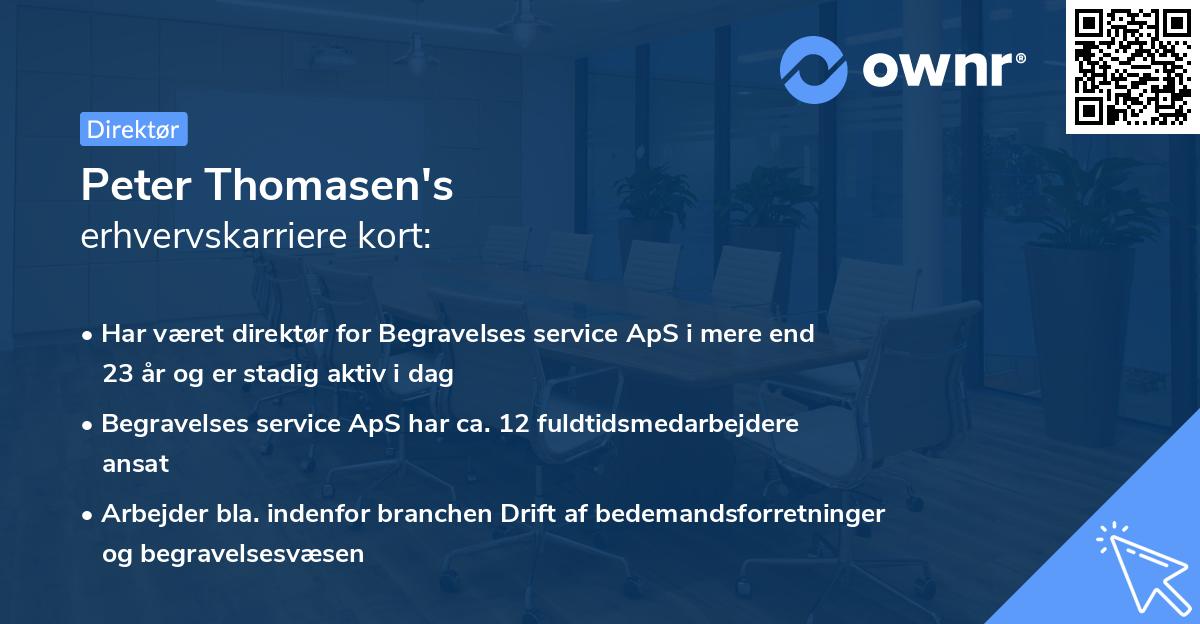Peter Thomasen's erhvervskarriere kort